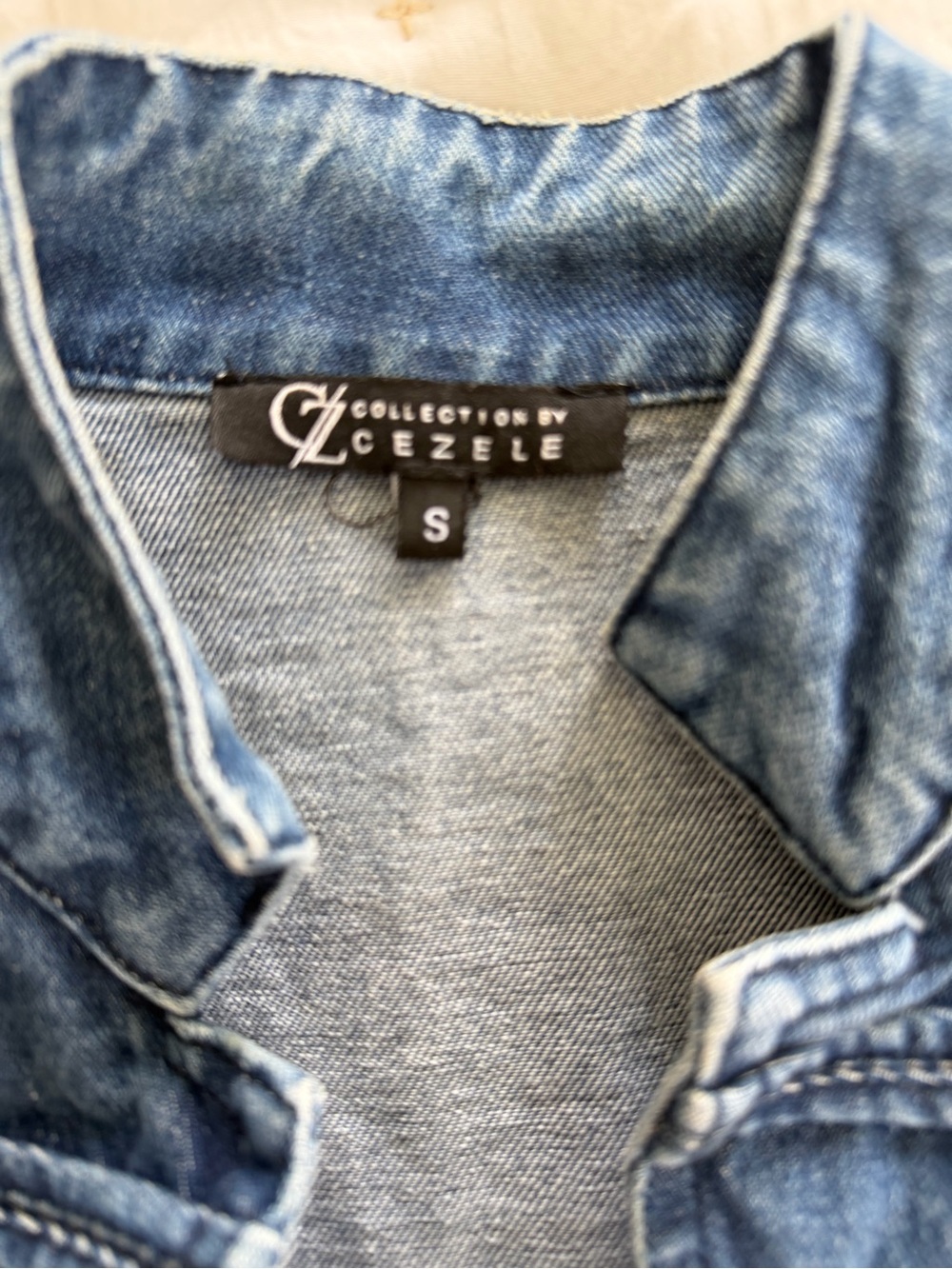 Collection By Cezele Military-Style Denim Jacket with Gold Buttons - Picture 2 of 8